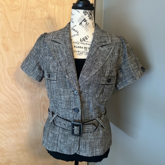 Short Sleeve Belted Blazer - Picture 1 of 4